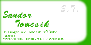 sandor tomcsik business card
